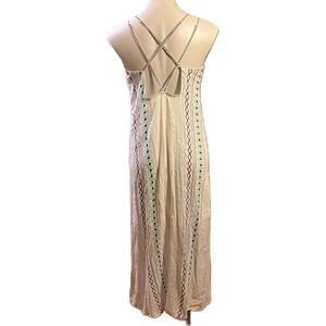 Urban outfitters Ecote White with Blue/Black Embroidery Maxi Dress - Medium
